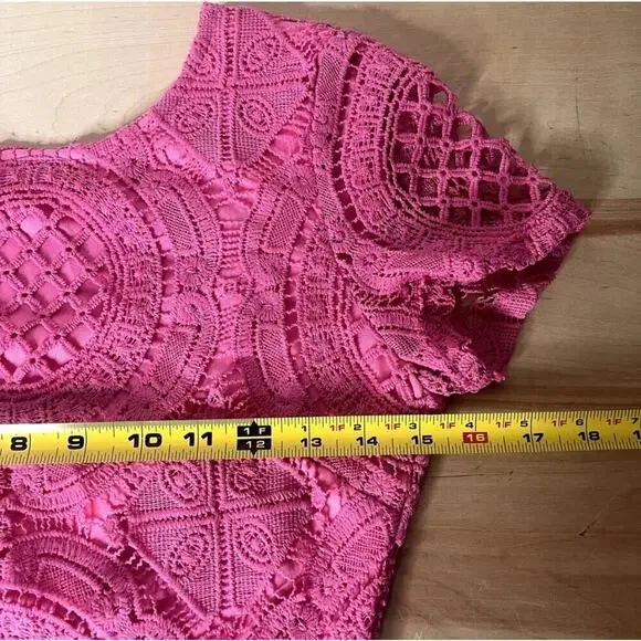 Superdown Pink Vita Open Back Mini Dress Size Small Lace Crochet Cocktail Event - Picture 10 of 12